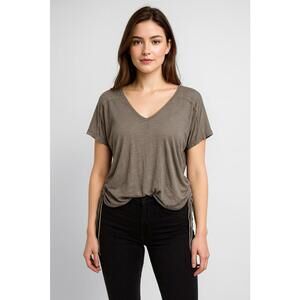 XCVI womens medium M gray ruched v-neck boho bohemian lightweight v-neck office